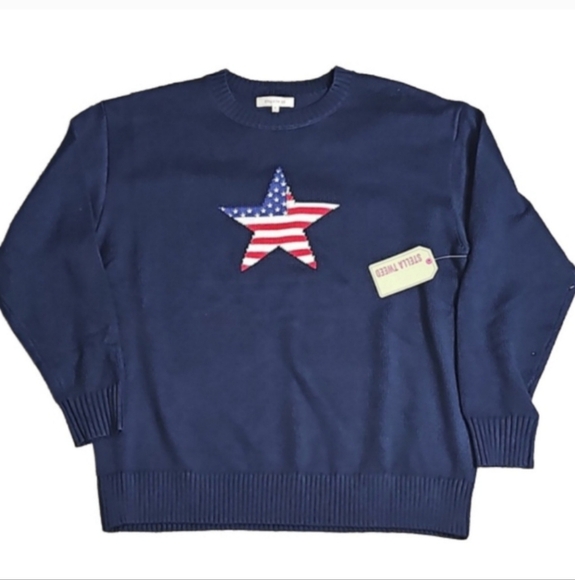 Stella Tweed Navy Blue Star Sweater 🇺🇲 - Picture 1 of 6